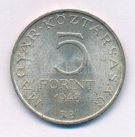 1948. 5Ft Ag "Petőfi" T:AU,XF patina Adamo EM1