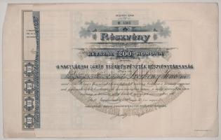 1910. Nagyvárad "Nagyváradi Agrár Takarékpénztár Részvénytársaság" névre szóló részvénye 200K-ról, szelvényekkel, szárazpecséttel T:VF-F Hungary 1910. Nagyvárad (Oradea) "Nagyvárad Agricultural Savings Bank Joint Stock Company" shares of 200 Korona, with coupons, embossed stamp C:VF-F