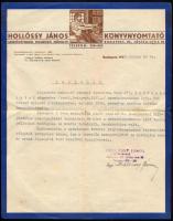 1946 Bp. VII., Hollósy János Könyvnyomtató által kiállított igazolás özv. Hollósy Jánosné aláírásával