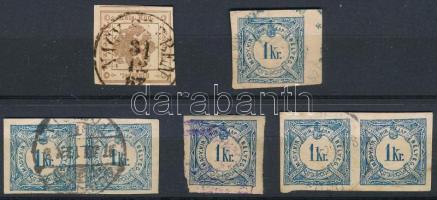 7 db Hírlapilleték bélyeg, közte 2 db pár
