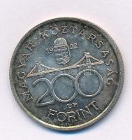 1992. 200Ft Ag "MNB" T:AU,XF patina Adamo F13