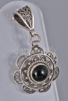 Ezüst (ag) medál, ónix berakással, bruttó 4,56g