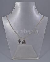 Ezüst (ag) nyaklánc, 2 darab ortodox medállal, 925 ezrelékes, 8,1g