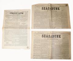 1867-68 3 db szignettás újság Fővárosi Lapok, Századunk.