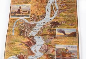 ca 1920 Relief Panorama des Rheins . / Panorama of the Rhine from Mainz to Cologne. 25x165 cm