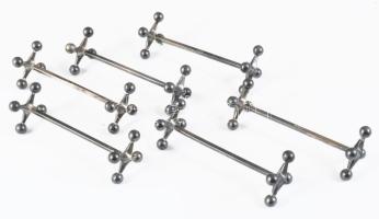 Berndorf 6 darabos ezüstözött késbak szett, jelzett, h: 10 cm