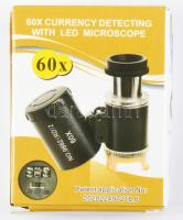 60x nagyító led mikroszkóp, eredeti dobozában