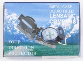 Összecsukható fém iránytű, újszerű, eredeti dobozában