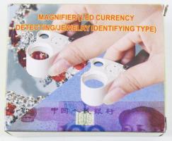 Led világítással fém lupé, többféle nagyítással, újszerű, eredeti dobozában