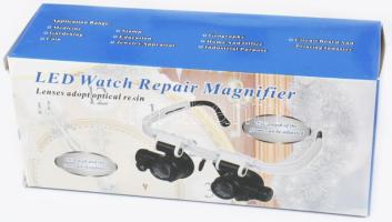 Led világítással nagyítós ékszerész szemüveg, dobozában, újszerű.