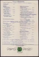 cca 1960-1970 Gellért Hotel rendhagyó vicces étlap