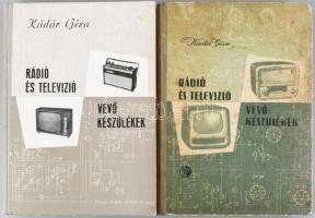 Kádár Géza 2 kötete: Rádió és televízió vevőkészülékek (1956-1957). + Rádió és televízió vevőkészülékek 1967-1969. Bp., 1958-1972, Műszaki Könyvkiadó. Kiadói félvászon-kötés, viseltes állapotban.