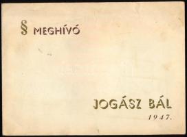 1947 Meghívó pécsi jogász bálra, Erzsébet Tudományegyetem