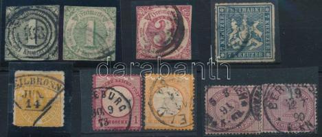 Kis német tétel, benne Thurn und Taxis, Württemberg, Deutsches Reich 9 db bélyeg vegyes minőségben