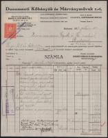 1933 Bp., Dunamenti Kőbányák és Márványművek Rt. fejléces számlája