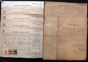 1942-1948 8 db okmány pengős és forintos illetékbélyegekkel és városi (Budapest) illetékbélyegekkel