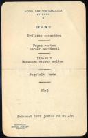 1932 Bp., Hotel Carlton Szálloda menükártyája, hajtott