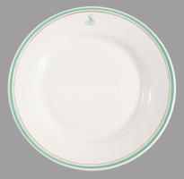 cca 1880 Nemesi monogramos 12 részes süteményes tányér készlet, jelzés nélkül, kopással, d: 19,5 cm