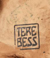 Jelzett vonalazott mintás gömbváza, minimális kopással, m: 18 cm