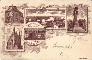 1899 Szolnok, Megyei Kaszinó, Szabadság honfi szobor, Református templom, Divat és Fehérnemű nagyáru...