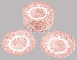 Angol zsánermintás 16 darabos csészealj garnitúra, jelzett, hibátlan, d: 16 cm