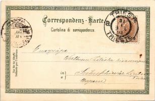 1898 Trieste, Trieszt; Palazzo Municipale, Piazza Giuseppina. L. Smolars / view, palace, square, tra...