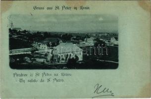 1899 Pivka, St. Petra na Krasu, San Pietro del Carso, St. Peter in Krain; general view at night in m...