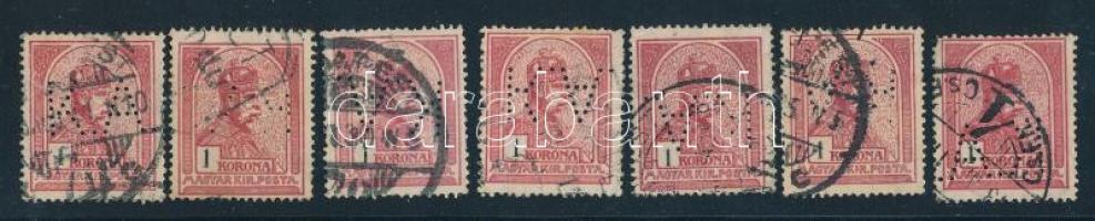 1900-1913 37 db Turul bélyeg céglyukasztással / 37 perfin stamps