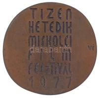 1977. "Tizenhetedik Miskolci Filmfesztivál 1977" kétoldalas, öntött bronz emlékplakett. Sz...