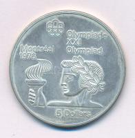 Kanada 1974. 5$ Ag "Montreali olimpia - Atléta fáklyával" T:UNC,AU patina Canada 1974. 5 Dollars Ag "Montreal Olympic Games - Athlete with torch" C:UNC,AU patina Krause KM#90