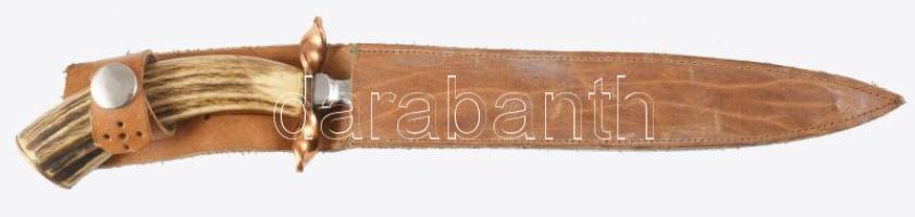 Agancs markolatú levélbontó, bőr tokban, h: 30 cm