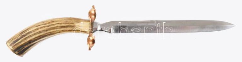 Agancs markolatú levélbontó, bőr tokban, h: 30 cm