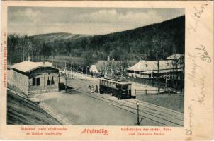 1900 Budapest II. Hűvösvölgy, villamos vasút végállomás, Balázs vendéglője. Divald Károly 307. (Rb)