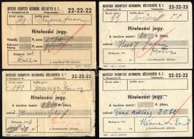 1946 4 db Autotaxi Budapesti Automobil Közlekedési Rt. hitelezési jegy