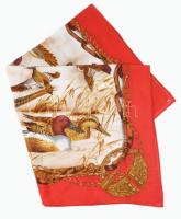 Olasz piros szélű madaras kendő, 82x82 cm