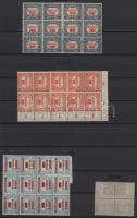 1921/24 Hivatalos 100 db bélyeg (17 klf) közte 6 db hármaslyukasztással, és sok összefüggésben, A/4 ...