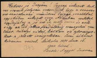 1894 Ajánlott 2kr díjjegyes levelezőlap 2 x 5kr díjkiegészítéssel / Registered PS-card with addition...