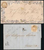 ~1866 magyar és osztrák levél 15kr bérmentesítéssel
"BONYHÁD" - Berlin
"TRIEST&quot...
