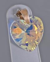 Swarovski színjátszó szív alakú kristály medál 925-ös ezüst (Ag) akasztóval, 30x30 mm