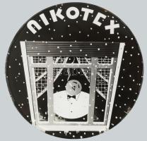 cca 1930-1940 "Nikotex" reklám korong, jelzett a nyomaton (Bojti), papír (nyomat), üveg ko...