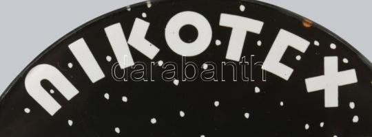 cca 1930-1940 "Nikotex" reklám korong, jelzett a nyomaton (Bojti), papír (nyomat), üveg ko...