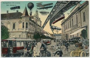 1911 Szentgotthárd, Széll Kálmán tér 100 év múlva - a jövőben montázs. Wellisch Béla kiadása B.F.W. ...