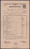 1911 Kolozsvár, Kolozsvári Kereskedelmi Akadémia által kiállított bizonyítvány