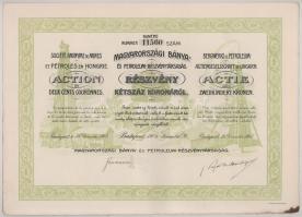 1905. Budapest "Magyarországi Bánya- és Petróleum-Részvénytársaság" részvénye 200K-ról &qu...