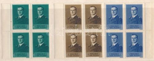 1938 Kormányzói arcképsor (I.) sor ívszéli négyestömbökben (16.000)