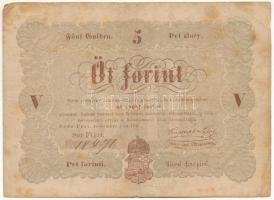 1848. 5Ft "Kossuth bankó" barna nyomat "FG:t. 18471" T:F folt Adamo SG109Ae hátoldalon palaszürke színváltozat