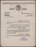 1916 Arad, Marta Magyar Automobil Rt. Arad fejléces fizetési értesítése, Horváth Ferenc részére,1916...