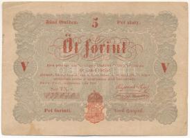 1848. 5Ft "Kossuth bankó" vörösesbarna nyomat "TX. e. 137030" T:F kis folt Adamo G109