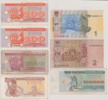 Ukrajna 1991. 1K + 1992. 100K (2x) + 1000K + 1993. 100.000K + 2011. 2H + 2014. 1H T:AU-VG Ukraine 1991. 1 Karbovantsiv + 1992. 100 Karbovantsiv (2x) + 1000 Karbovantsiv + 1993. 100.000 Karbovantsiv + 2011. 2 Hryvnia + 2014. 1 Hryvnia C:AU-VG