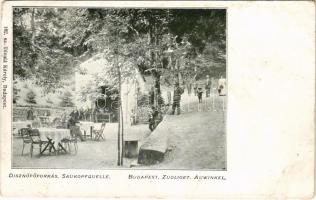 Budapest XII. Zugliget, Disznófő forrás és vendéglő, étterem kertje. Divald Károly 182. (EM)